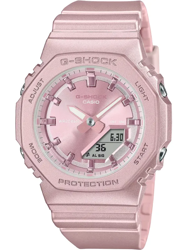Rosa G-Shock Uhr mit Metallarmband