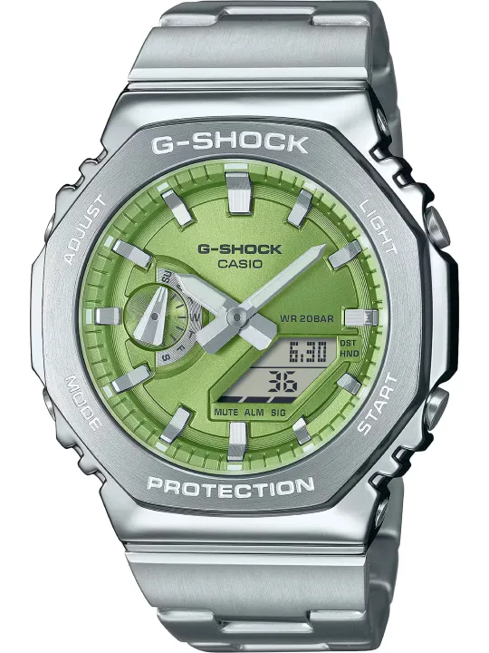 Grüne Casio Digitaluhr aus Stahl