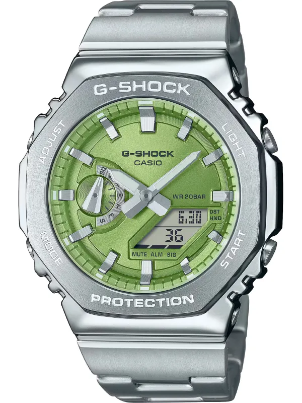 Grüne Casio Digitaluhr aus Stahl