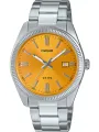 Silberne Casio Uhr mit gelbem Zifferblatt