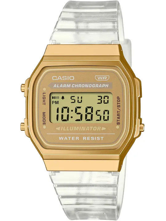 Weißes Casio A168XESG-9AEF digitales Armbanduhr