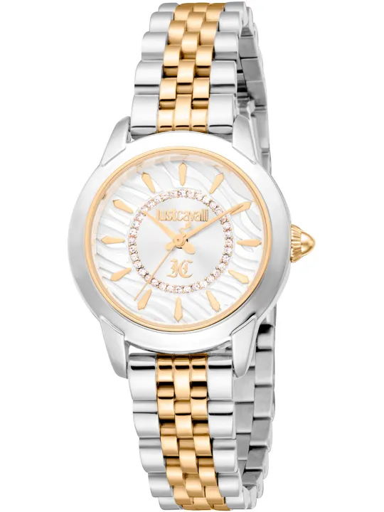 Silberne und goldene Damenuhr Just Cavalli