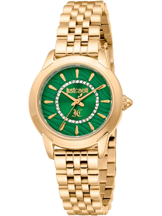 Goldene Just Cavalli Wellenuhr mit JC-Logo