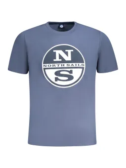 "North Sails Blaues Kurzarm T-Shirt mit Logo-Druck"