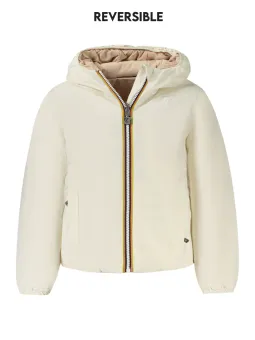 "Wendbare K-WAY Langarmjacke Weiß/Beige mit Kapuze"