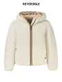 "K-WAY Jacken im Sale | K-WAY Langarmjacke mit Kapuze, Wendbar in Weiß/Beige, 2 Außen- und Innentaschen, Applikation und Logo online kaufen"|Planet-Deluxe
