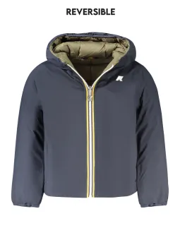 "Wendbare K-WAY Kinderjacke Blau/Grün, Daunen, Kapuze"