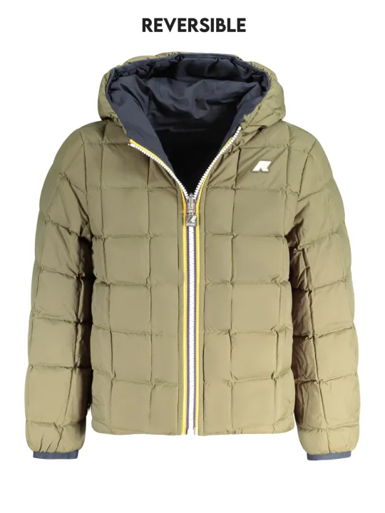 "K-WAY Jacken im Sale | K-WAY Wendbare Langarmjacke mit Kapuze in Blau/Grün, Entendaunen gefüttert, mit Taschen und Logo-Applikation für Jungen online kaufen"|Planet-Deluxe