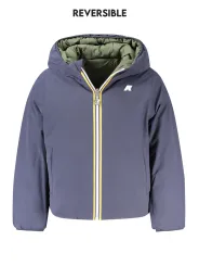 "K-WAY Jacken im Sale | K-Way Wendbare Langarmjacke mit Kapuze in Blau/Grün, Gewattet mit 4 Taschen und Logo-Applikation für Jungen online kaufen"|Planet-Deluxe