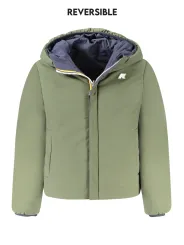 "K-WAY Jacken im Sale | K-Way Wendbare Langarmjacke mit Kapuze in Blau/Grün, Gewattet mit 4 Taschen und Logo-Applikation für Jungen online kaufen"|Planet-Deluxe