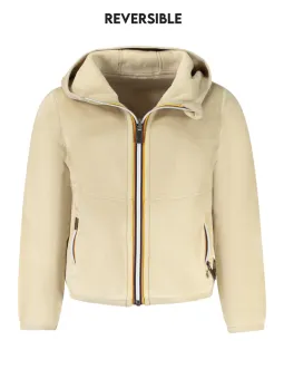 "Wendbare Beigefarbene K-Way Jacke mit Kapuze & Taschen"