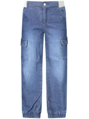 "GUESS JEANS Jeans im Sale | Guess Jeans 4-Taschen Kinderjeans mit verwaschenem Effekt und kontrastierenden Details, elastischem Bund und Knöchel, Knopf und online kaufen"|Planet-Deluxe