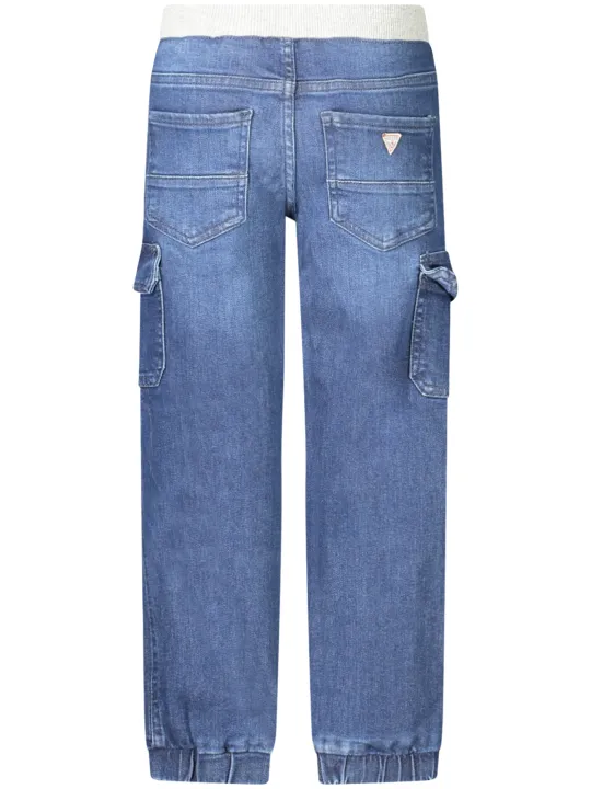 "GUESS JEANS Jeans im Sale | Guess Jeans 4-Taschen Kinderjeans mit verwaschenem Effekt und kontrastierenden Details, elastischem Bund und Knöchel, Knopf und online kaufen"|Planet-Deluxe