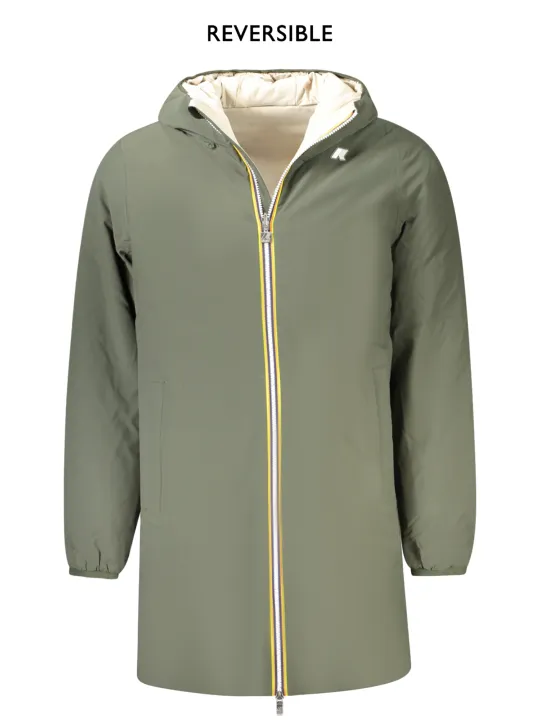 "K-WAY Jacken im Sale | Wendbare Lange Jacke mit Kapuze Grün Beige Warm Wattiert online kaufen"|Planet-Deluxe