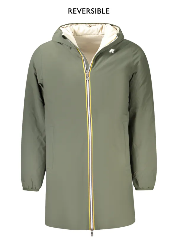 "K-WAY Jacken im Sale | Wendbare Lange Jacke mit Kapuze Grün Beige Warm Wattiert online kaufen"|Planet-Deluxe
