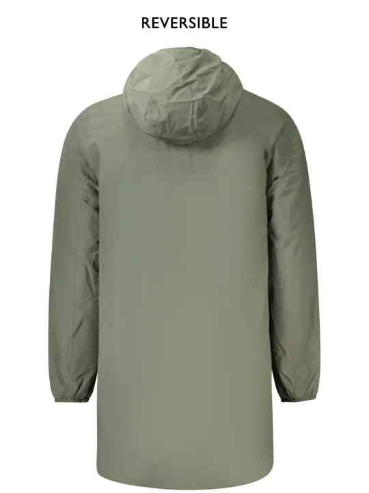 "K-WAY Jacken im Sale | Wendbare Lange Jacke mit Kapuze Grün Beige Warm Wattiert online kaufen"|Planet-Deluxe