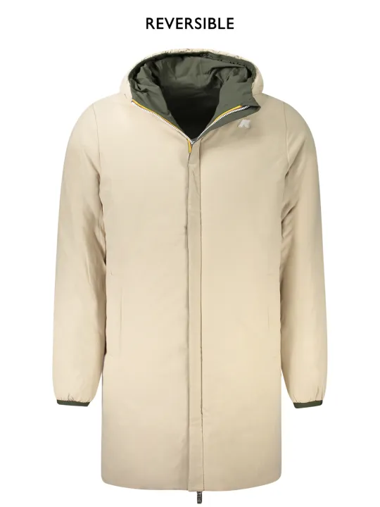 "K-WAY Jacken im Sale | Wendbare Lange Jacke mit Kapuze Grün Beige Warm Wattiert online kaufen"|Planet-Deluxe
