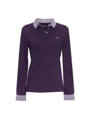 Violettes Damen-Poloshirt mit V-Ausschnitt