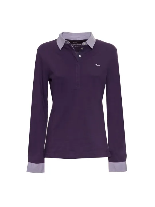 Violettes Damen-Poloshirt mit V-Ausschnitt