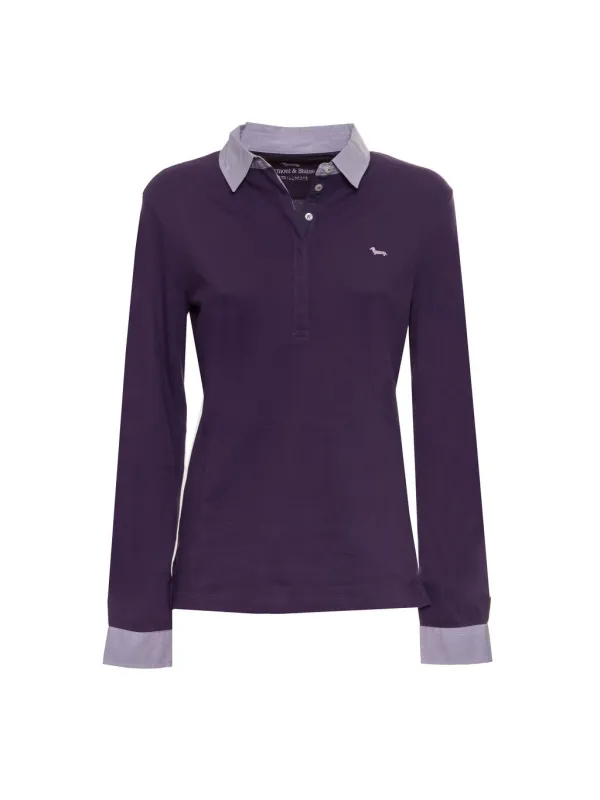 Violettes Damen-Poloshirt mit V-Ausschnitt Violettes Damen-Poloshirt mit V-Ausschnitt