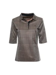 Braunes Karomuster Damen Poloshirt
