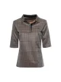 Braunes Karomuster Damen Poloshirt