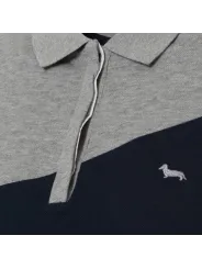 Blaues Polohemd mit Dackel-Stickerei