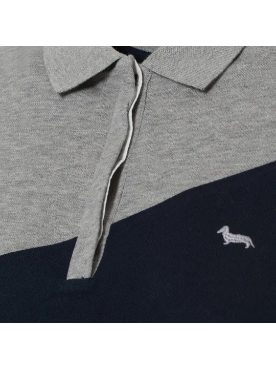 Blaues Polohemd mit Dackel-Stickerei