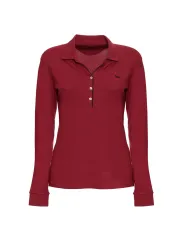 Rotes Langarm-Polohemd mit Logo