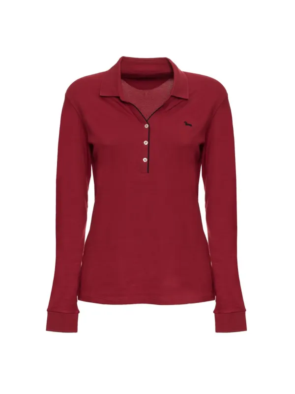 Rotes Langarm-Polohemd mit Logo Rotes Langarm-Polohemd mit Logo