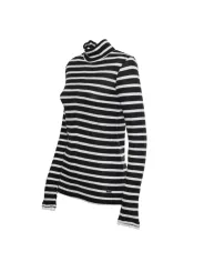 Gestreifter Rollkragenpullover schwarz weiß