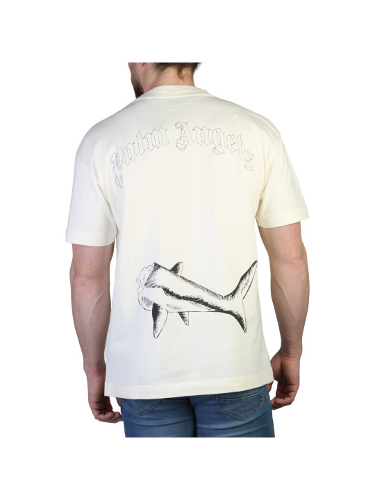 Weißes T-Shirt mit schwarzem Hai-Motiv