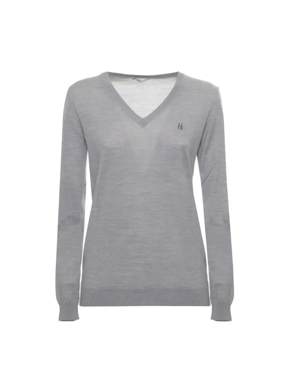 Grauer V-Ausschnitt Damen Pullover Grauer V-Ausschnitt Damen Pullover