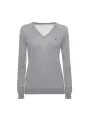 Grauer V-Ausschnitt Damen Pullover