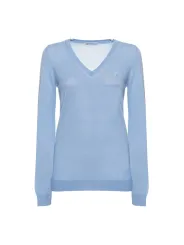Leichter blauer V-Ausschnitt Pullover