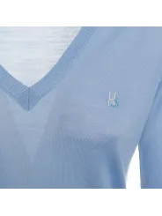 Leichter blauer V-Ausschnitt Pullover