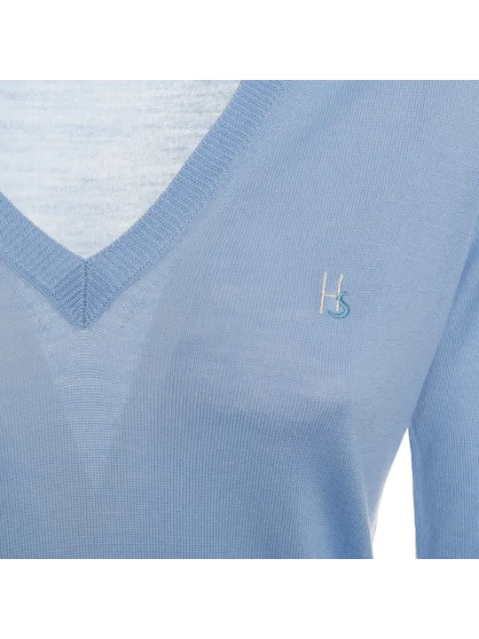 Leichter blauer V-Ausschnitt Pullover