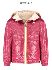 "K-WAY Jacken im Sale | K-Way K61313WPLYLI_RSAN1 Langarmjacke mit Wendekapuze in Pink/Kirschrot, Wasserdicht, Eco Plus, mit 2 Außentaschen und Kontrast online kaufen"|Planet-Deluxe
