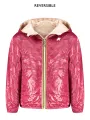 "K-WAY Jacken im Sale | K-Way K61313WPLYLI_RSAN1 Langarmjacke mit Wendekapuze in Pink/Kirschrot, Wasserdicht, Eco Plus, mit 2 Außentaschen und Kontrast online kaufen"|Planet-Deluxe