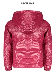 "K-WAY Jacken im Sale | K-Way K61313WPLYLI_RSAN1 Langarmjacke mit Wendekapuze in Pink/Kirschrot, Wasserdicht, Eco Plus, mit 2 Außentaschen und Kontrast online kaufen"|Planet-Deluxe
