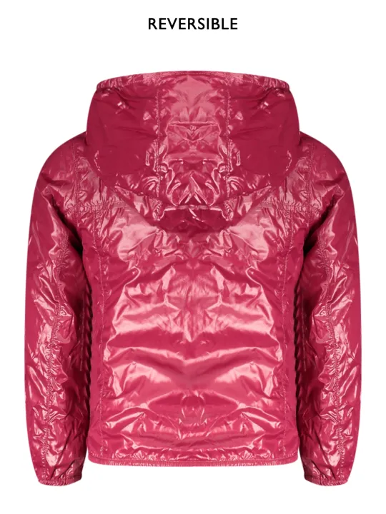 "K-WAY Jacken im Sale | K-Way K61313WPLYLI_RSAN1 Langarmjacke mit Wendekapuze in Pink/Kirschrot, Wasserdicht, Eco Plus, mit 2 Außentaschen und Kontrast online kaufen"|Planet-Deluxe