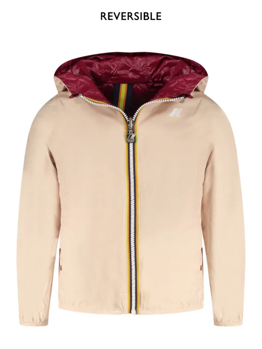 "K-WAY Jacken im Sale | K-Way K61313WPLYLI_RSAN1 Langarmjacke mit Wendekapuze in Pink/Kirschrot, Wasserdicht, Eco Plus, mit 2 Außentaschen und Kontrast online kaufen"|Planet-Deluxe