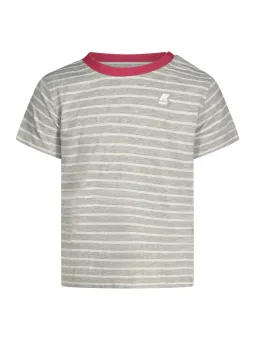 "K-WAY Mädchen T-Shirt: Gestreift, Logo, Kontrastdetails"