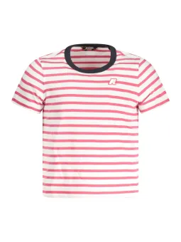 Gestreiftes Jungen-T-Shirt mit Logo & Kontrastdetails