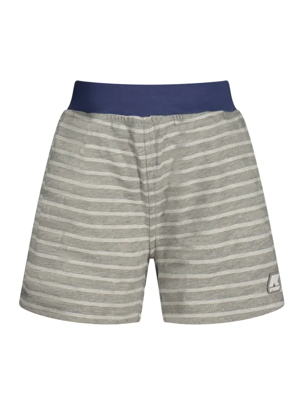 "K-WAY Hosen im Sale | K-WAY K1141PWENOISETTE_GRAPG Gestreifte Shorts für Jungen mit elastischem Bund und Logo-Applikation online kaufen"|Planet-Deluxe