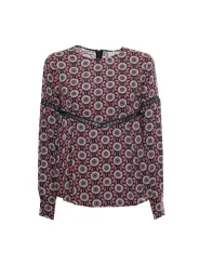 Schwarze Bluse mit geometrischem Muster