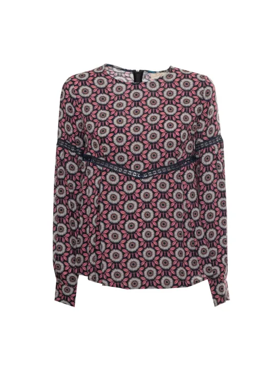 Schwarze Bluse mit geometrischem Muster