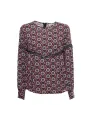 Schwarze Bluse mit geometrischem Muster