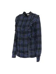 Gestreifte Seidenbluse mit Rüschenkragen
