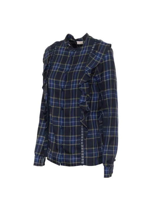 Gestreifte Seidenbluse mit Rüschenkragen